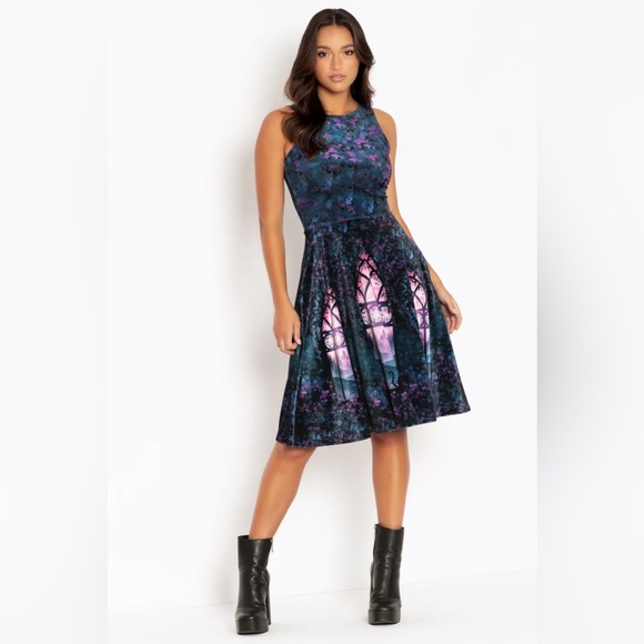 BLACKMILK Window To The Spirit Realm VELVET PRINCESS MIDI DRESS! Cat Pockets NWT - Picture 1 of 10